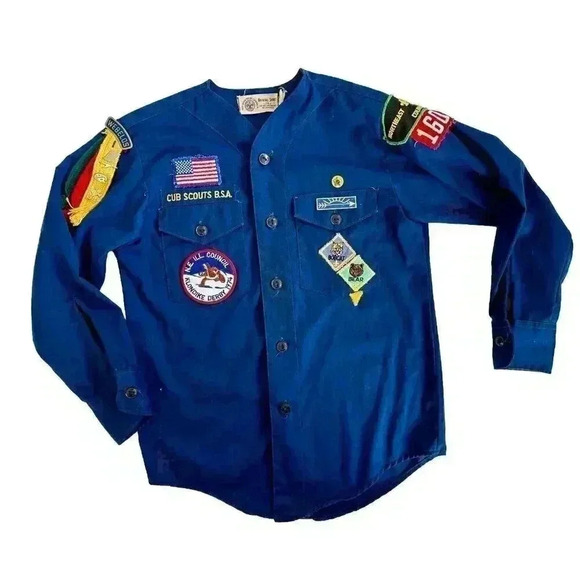 Vintage Boy Scouts of America Cub Scout Uniform Youth Shirt USA Made Size Medium - Picture 1 of 10